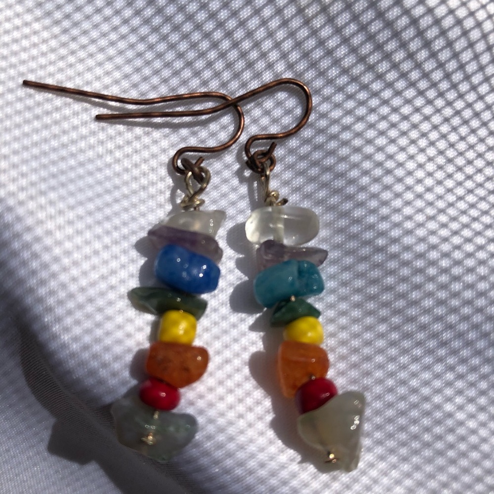 Chakra crystal chip bead earrings